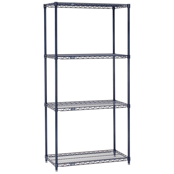 Nexel Nexelon Wire Shelving, Blue Epoxy, 30W X 14D X 63H 14306N - main